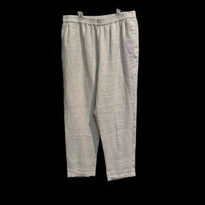 Soft Surroundings Women's Size Large Linen Cuffed Elastic Waist Pants Oatmeal‎